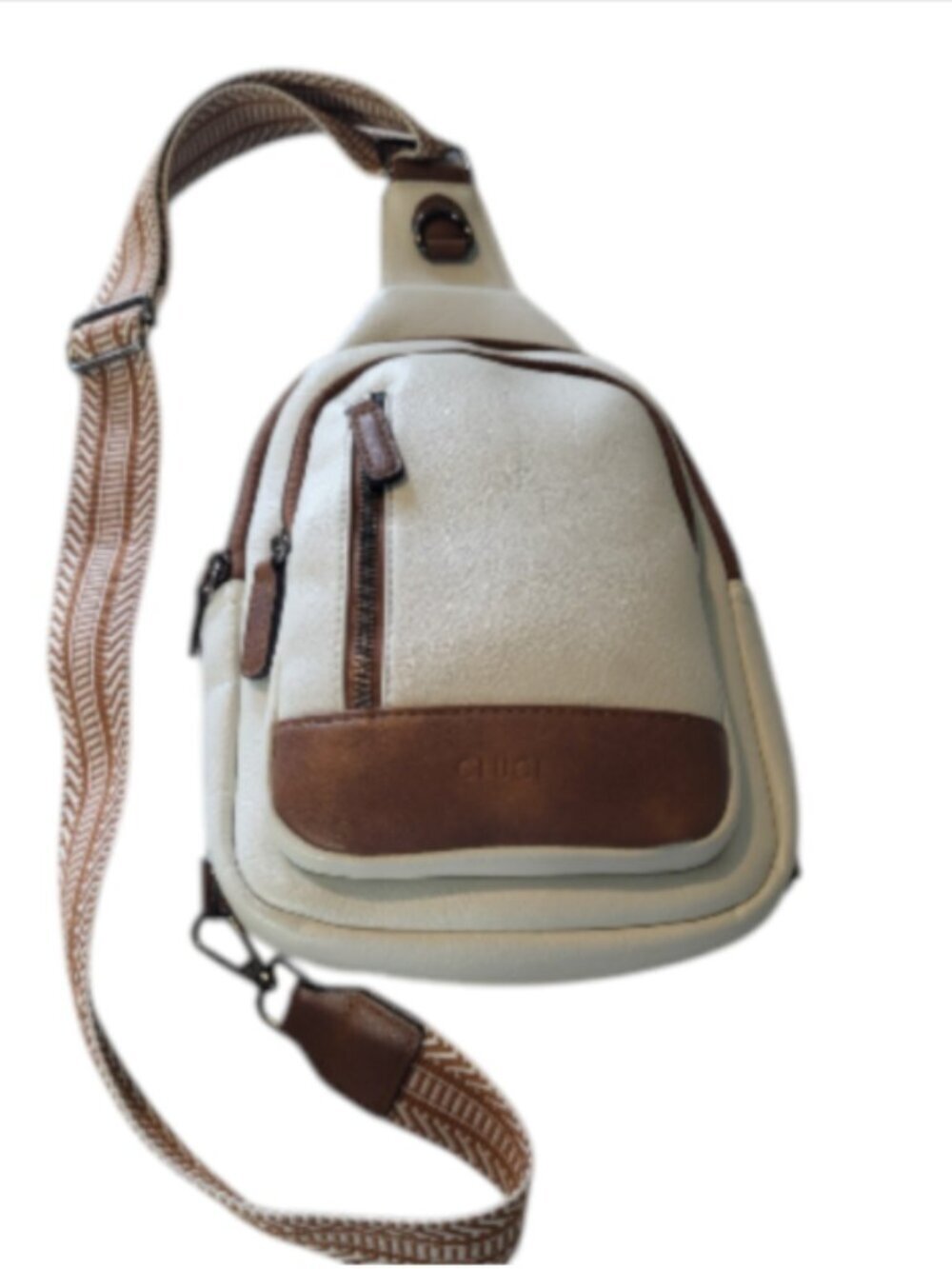 Cluci Ivory Faux Leather Crossbody Sling Bag Water Scratch Resistant Reversible - Picture 2 of 11